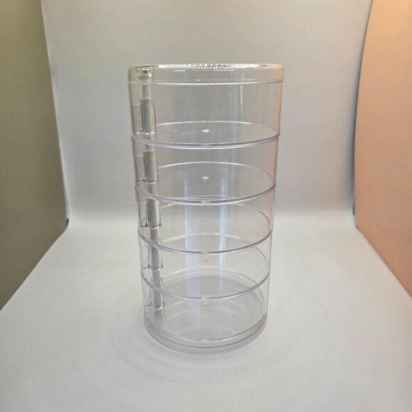 Clear Plastic Small Jewelry Organizer, 5-Layers Rotatable Storage Box with Lid - Picture 5 of 11